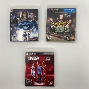 Sony PS3 Video Game Lot NBA 2K13 American Idol Encore High Velocity Bowling